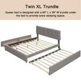 thumbnail image 3 of Bellemave Queen Size Platform Bed with 2 Storage Drawers and 1 Twin XL Trundle, Wooden Upholstered Queen Bed with Linen Fabric for Bedroom (Drak Beige), 3 of 9