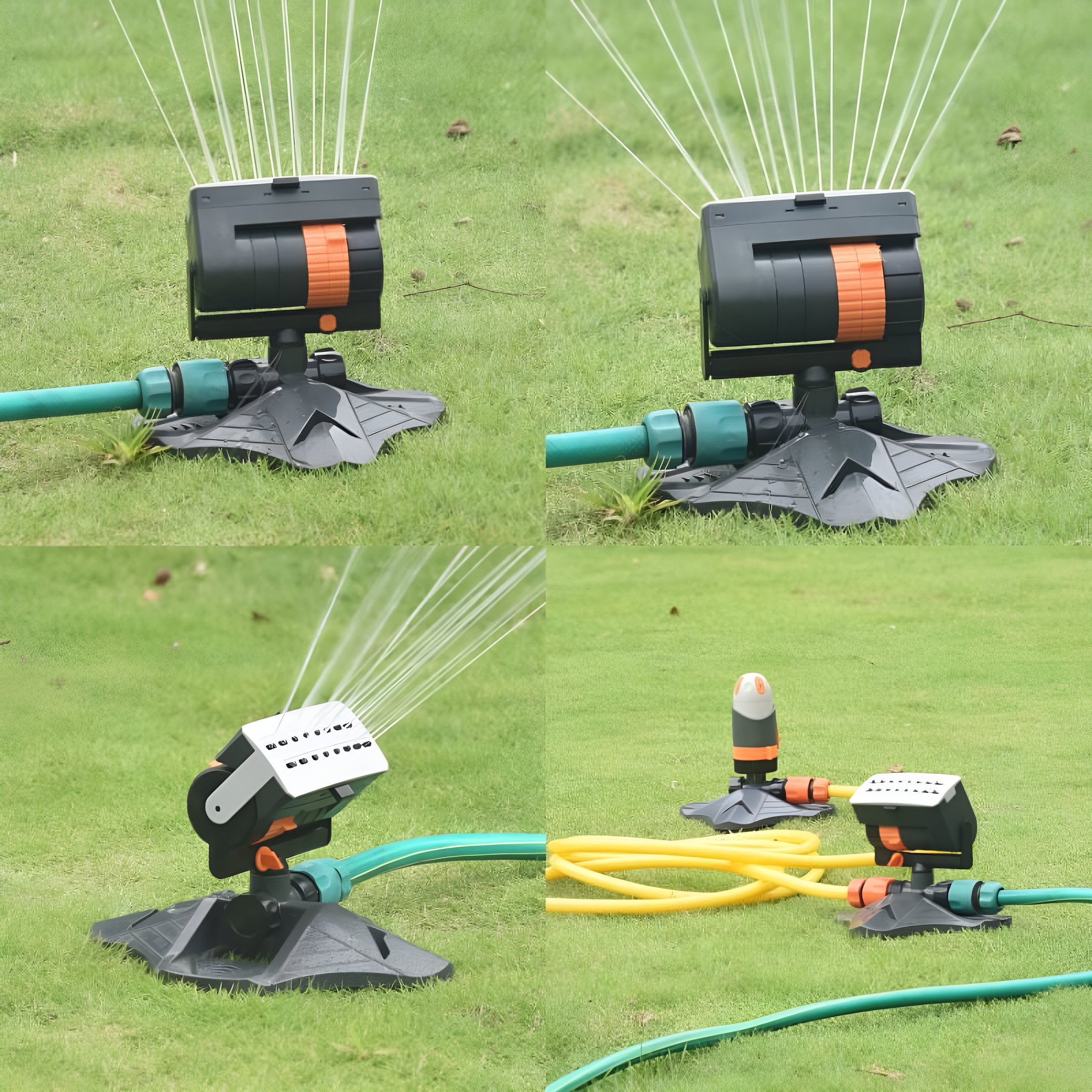 BPPEG Adjustable Range Sprinkler for Lawns & Gardens, 16 Mini Turbine Oscillating Sprinkler