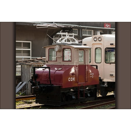 24"x36" Gallery Poster, Choshi Electric Railroad DeKi 3 locomotive at Nakanocho Depot
