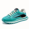 thumbnail image 5 of Men'S Stylish All-Season Sneakers - Round Toe Lace-Up Design, ， Breathable Faux Casual Shoes with PVC Sole,  Green & White Striped Outdoor Sneakers for Hiking, 5 of 9