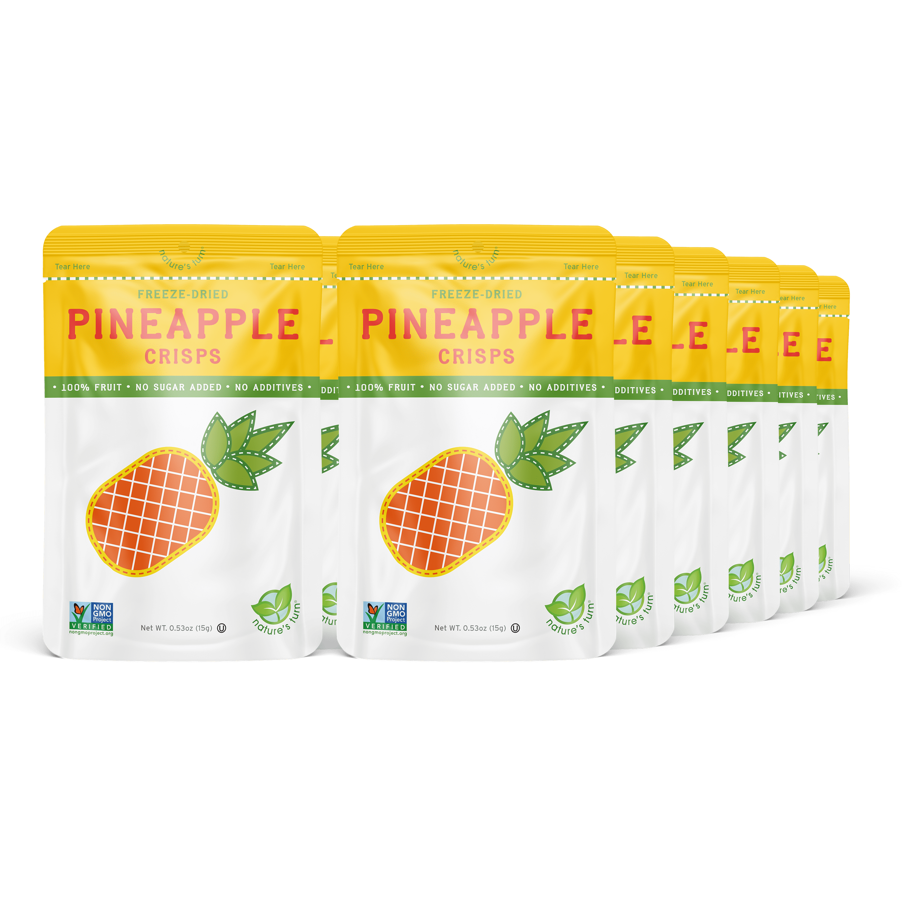 Nature's Turn Freeze Dried Pineapple Crisps, 12 Pack, 15g (.53oz