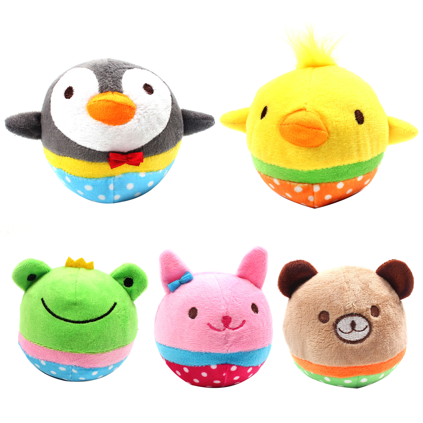 Flmtop Puppy Cartoon Animals Bear Rabbit Plush Doll Cat Dog Biting Vocal Toy Pet Supply Frog