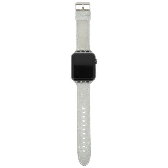 Accutime Adult Smart Watch Replacement Plastic Straps Silver-Tone Silver Glitter Fits 38mm-40mm