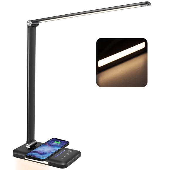 Lámpara de escritorio JOSTIC LED con luz nocturna y cargador inalámbrico de 10 W