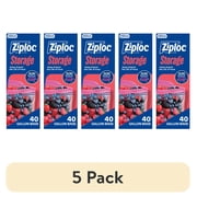 (5 pack) Ziploc Brand Food Storage Bags, School Supplies, with Grip 'n Seal Technology, Zipper, Gallon, 40 Count