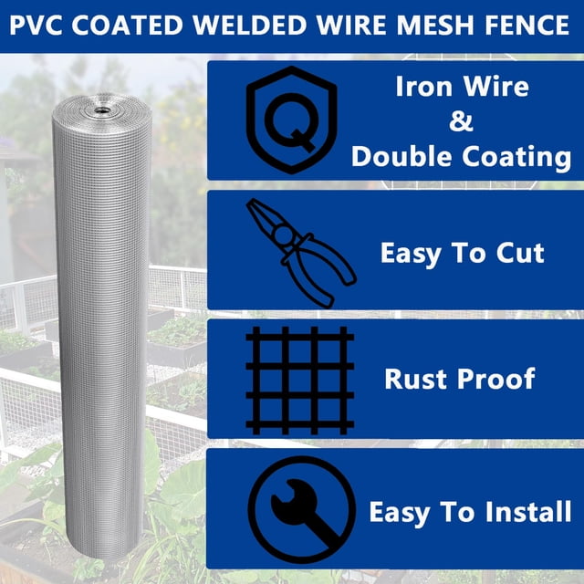 Edtara Welded Wire Mesh Fence, Hot-Dip Galvanized for Durability, Ideal for Garden Protection, Animal Enclosures, and Poultry Netting, Reliable for Outdoor Use