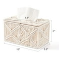 thumbnail image 3 of Tissue Box Cover Boho Decor Rectangular Paper Tissue Holder with Bead Buckle Macrame Napkin Tissues Beige cotton, 3 of 5