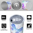 thumbnail image 4 of Butterfly 20 Oz Stainless Steel Skinny Tumbler – Vacuum Insulated Slim Travel Cup with Lid & Stainless Steel Straw, 360° Full Wrap Printed Tumbler for Home, Office & Outdoor Use, Spring, 4 of 6