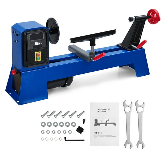 Telyswee Benchtop Wood Lathe 14" x 20" Power Wood Turning Lathe Machine 400W, 4 Speed 890/1260/1760/2600RPM, for High Speed Sanding & Polishing of Finished Work, WL500