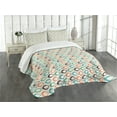 thumbnail image 3 of Ambesonne Retro Quilted Bedspread Set 3 Pcs, Aquatic Life Ocean Fish, King Size, Salmon Brown Turquoise, 3 of 5