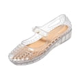 thumbnail image 2 of pwidon Women's Mary Jane Jelly Wedge Sandals Waterproof Closed Toe Slip On Pearl Decor Hollow Out Summer Beach Shoes White 7.5, 2 of 6