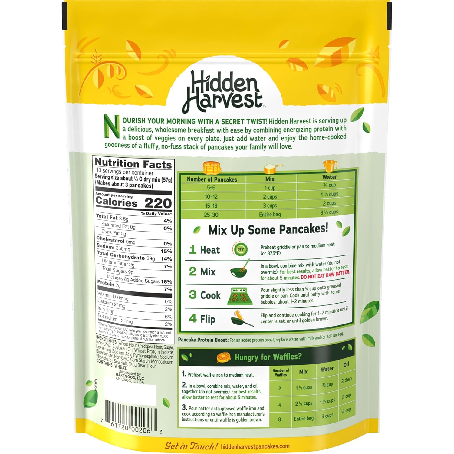 (Pack of 6) Hidden Harvest Pancake Mix Original 20 Oz