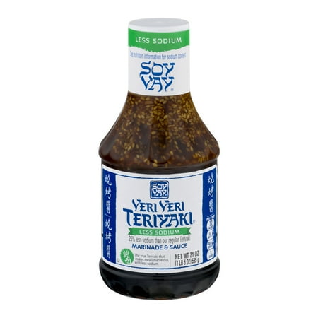 (2 Pack) Soy Vay Marinade & Sauce, Veri Veri Teriyaki Less Sodium, 21 oz (Best Bottled Teriyaki Sauce)