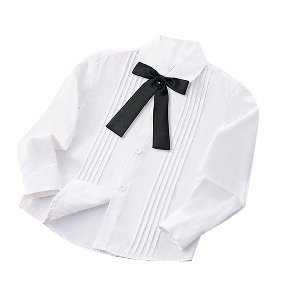 ZACPNCV Uniform Shirts for Girls Ruffle Princess Lace Collar Long Sleeve Button Down Bowknot Blouse Black 12-13 Years