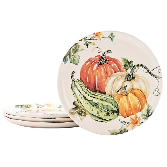 Bico Pumpkin Feast 11 inch Dinner Plates, Set of 4, for Pasta, Salad, Maincourse, Microwave & Dishwasher Safe