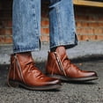 thumbnail image 3 of Chelsea Boots High Top Vintage PU Leather Round Toe Flat Short Boots Hiking Boots Work Boots, 3 of 6