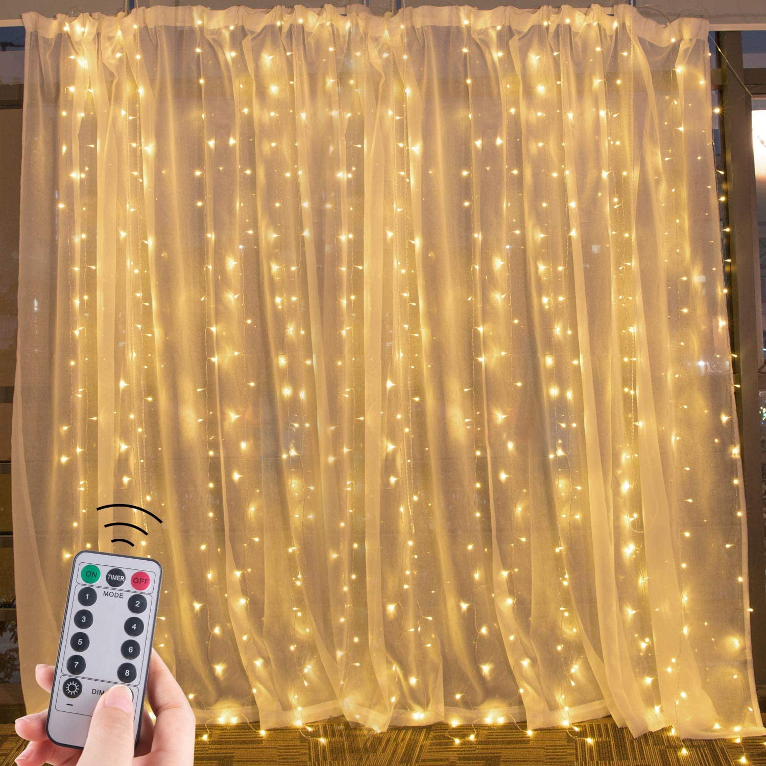 Brightown Hanging Window Curtain Lights 9.8 Ft Dimmable & Connectable