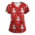 thumbnail image 2 of Garbnen Christmas Top Scrubs for Women V Neck Short Sleeve Womens Casual Tops Thanksgiving Holiday Nurse Working Uniforms with Pockets S-5XL, 2 of 6