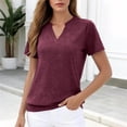 thumbnail image 4 of KIHOUT Women's Casual Notched V-Neck Short Sleeve T-Shirt Relaxed Fit Cotton-Like Everyday Summer Top, 4 of 8