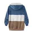 thumbnail image 3 of ZQGJB Reduce Womens Oversized Fuzzy Fleece Open Front Hooded Pockets Cardigan Jackets Loose Fit Sherpa Coat Color Block Print Winter Warm Plush Zip Outerwear (Purple#01 XL), 3 of 5