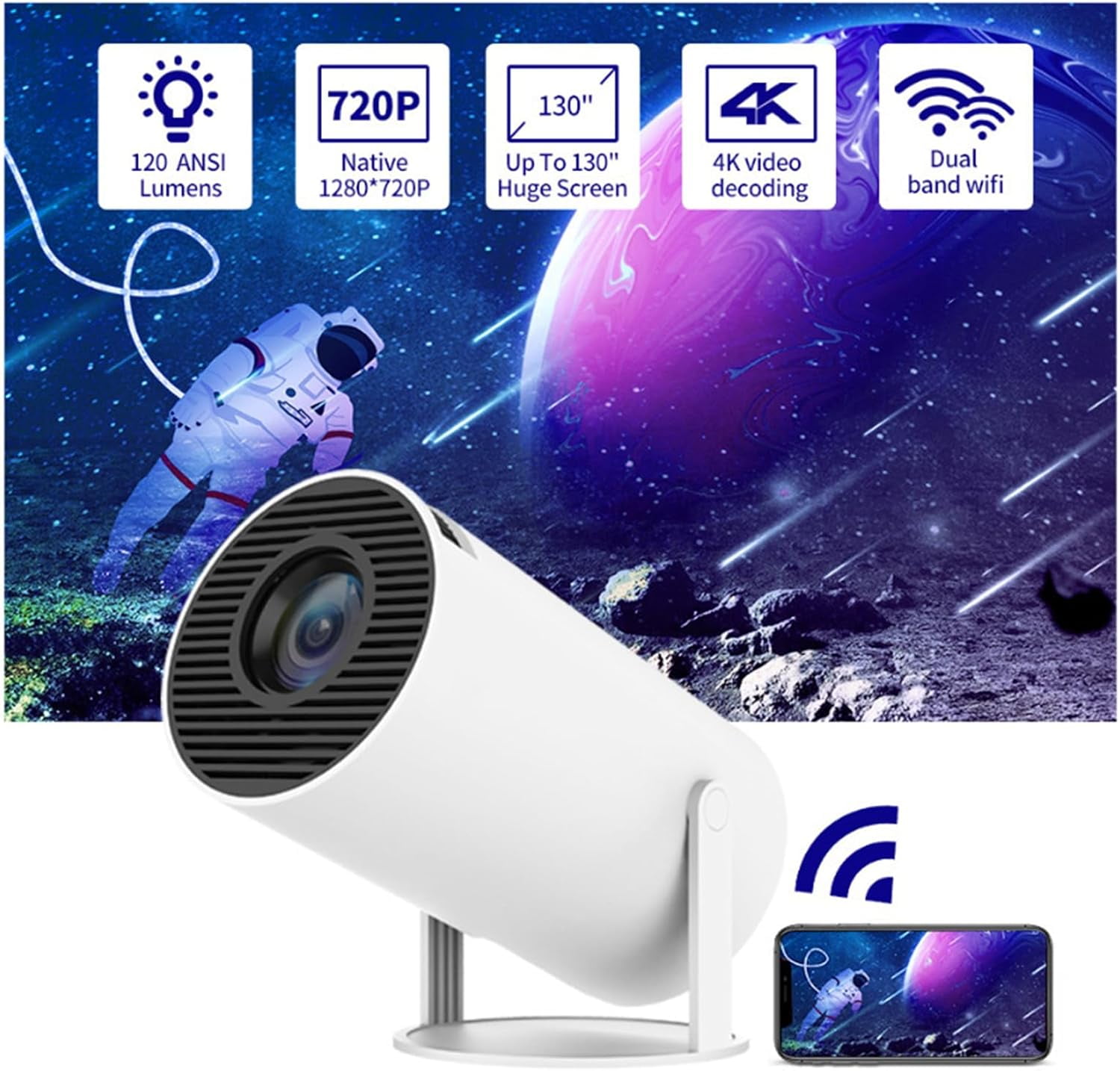 Kothab Retro Console Projector, Console Projector with Retro Games, Arcade Vision Projector, Smart Projector with Built in Apps and Games P30 Max, TV Projector for Indoor and Outdoor