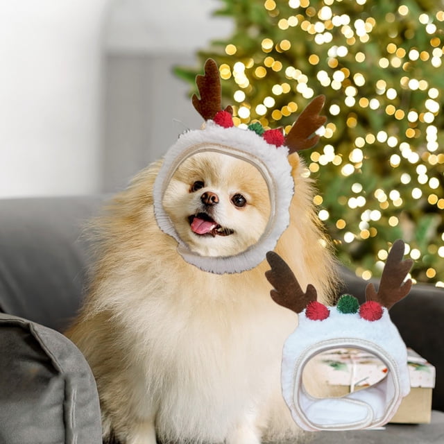 Fiudx Gorro Navideño para Mascotas, Diseño Festivo, Ajustable y Cómodo, de Terciopelo Suave, Fácil de Usar, Apto para Perros y Gatos Pequeños y Medianos, Perfecto para Fiestas Navideñas, Tamaño 12 X