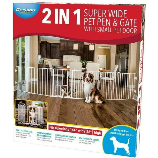 Carlson 2 in 1 Super Wide Pet Pen & Super Gate with Small Pet Door