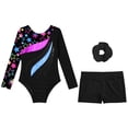 thumbnail image 3 of TiaoBug Kids Girls Gymnastics Leotards with Shorts Ballet Dancewear Unitards A Star Black 6, 3 of 5