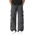 thumbnail image 3 of Tqyyweavej Men's Casual Cargo Pants Plus Size Straight Leg Trousers with Pockets Drawstring Wide Leg Outdoor Joggers for Hiking S-5XL, 3 of 10