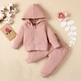 thumbnail image 2 of Edvintorg Baby Clothes for Girls 3-24 Months Winter Toddler Girls Clothing Set Solid Color Long Sleeve Hooded Sweatshirt and Pants Set Cotton Sportswear Kids Clothes Girls, 2 of 7