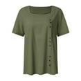 thumbnail image 5 of Plus Size Tops for Women Short Sleeve Flower Printing Loose Summer Casual Tops Army Green L, 5 of 5