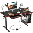 thumbnail image 6 of Bestier Height Adjustable Electric Standing Desk ,57.5 inch L-Shaped Sit Stand Computer Table with Keyboard Tray, Carbon Fiber Black, 6 of 13