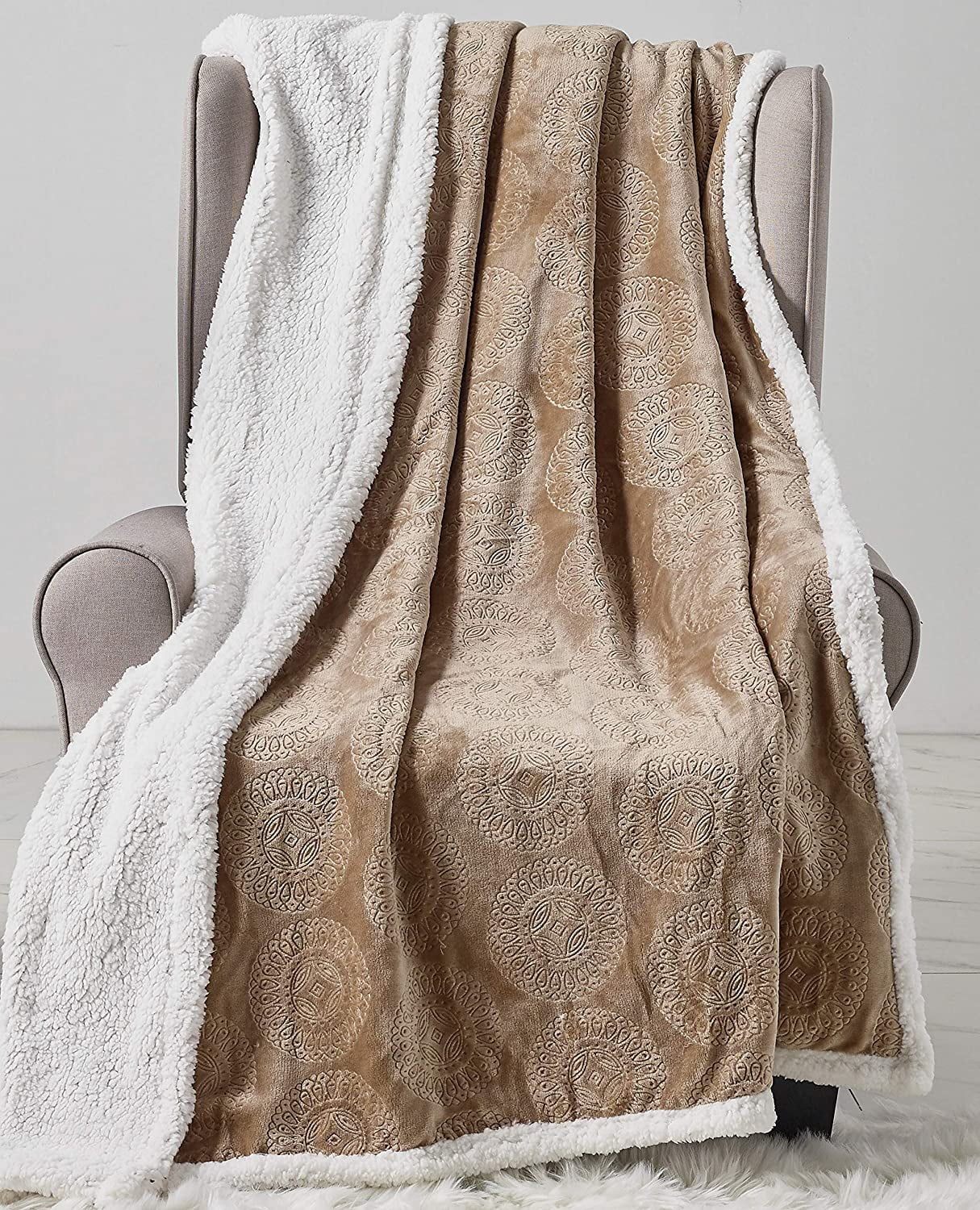 "Manta de lana Caesar Sherpa acurrucada tirada cálida para silla, sofá 50""x60" - Imagen 13 de 15