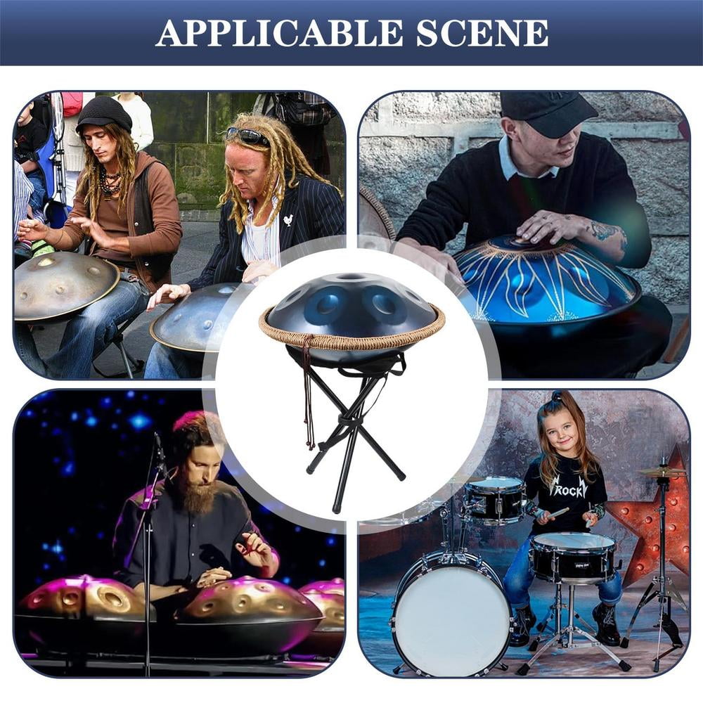 WAASOSCON Music Handpan 18 Inches Classic 9-Note G Minor Hand Pan With Drum Storage Bag Mallet Braid Stand Sound Stickers Cleaning Cloth for Children Adults lovable