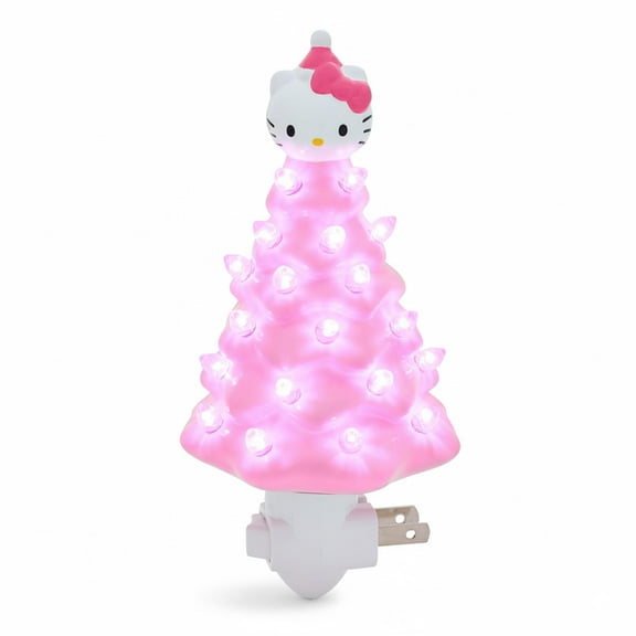 Sanrio Hello Kitty Pink 6-Inch Ceramic Christmas Tree Plug-In Nightlight