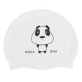 thumbnail image 3 of 2Pcs Silicone Swimming Cap Hat Cartoon Cute Universal Type for Children Woman Manpanda pattern,, 3 of 5