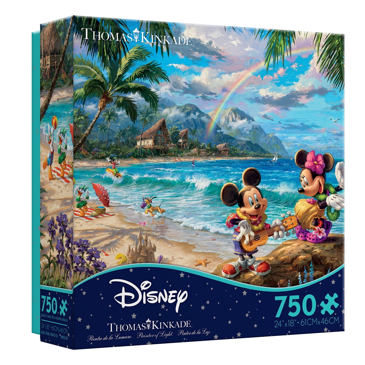 Ceaco - Thomas Kinkade - Disney - Mickey and Minnie in Hawaii - 750 Piece  Interlocking Jigsaw Puzzle 