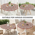 thumbnail image 2 of 44in Round Tablecloth with Elastic Edge, Waterproof Fitted Table Cover for 36-44" Tables, Floral Theme Polyester Reusable Table Cloths Wipe Clean for Picnic, Dining, Outdoor Use and Party Decor, 2 of 7
