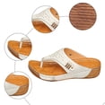 thumbnail image 4 of Rokment Womens Platform Wedges Flip Flops Beach Slides Orthopedic Sandals Summer Comfortable Leather Thongs Walking Dress Slip on White Size 9.5, 4 of 6