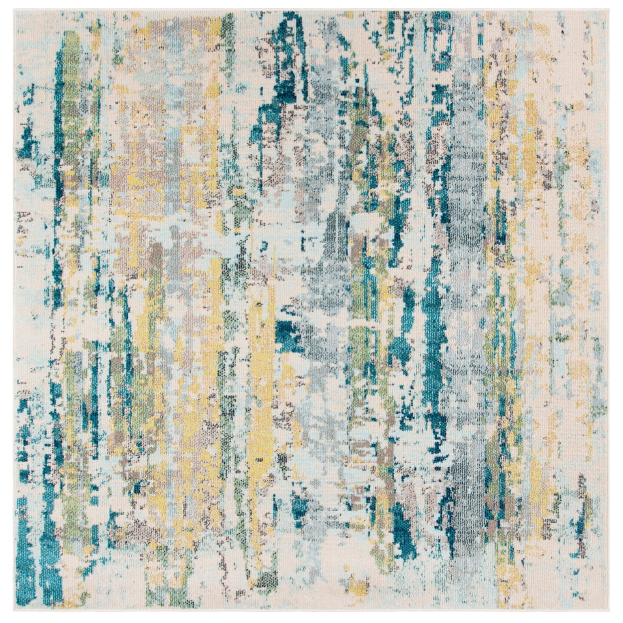 SAFAVIEH Madison Marais Distressed Abstract Runner Rug, Beige/Olive, 2'3" x 8'