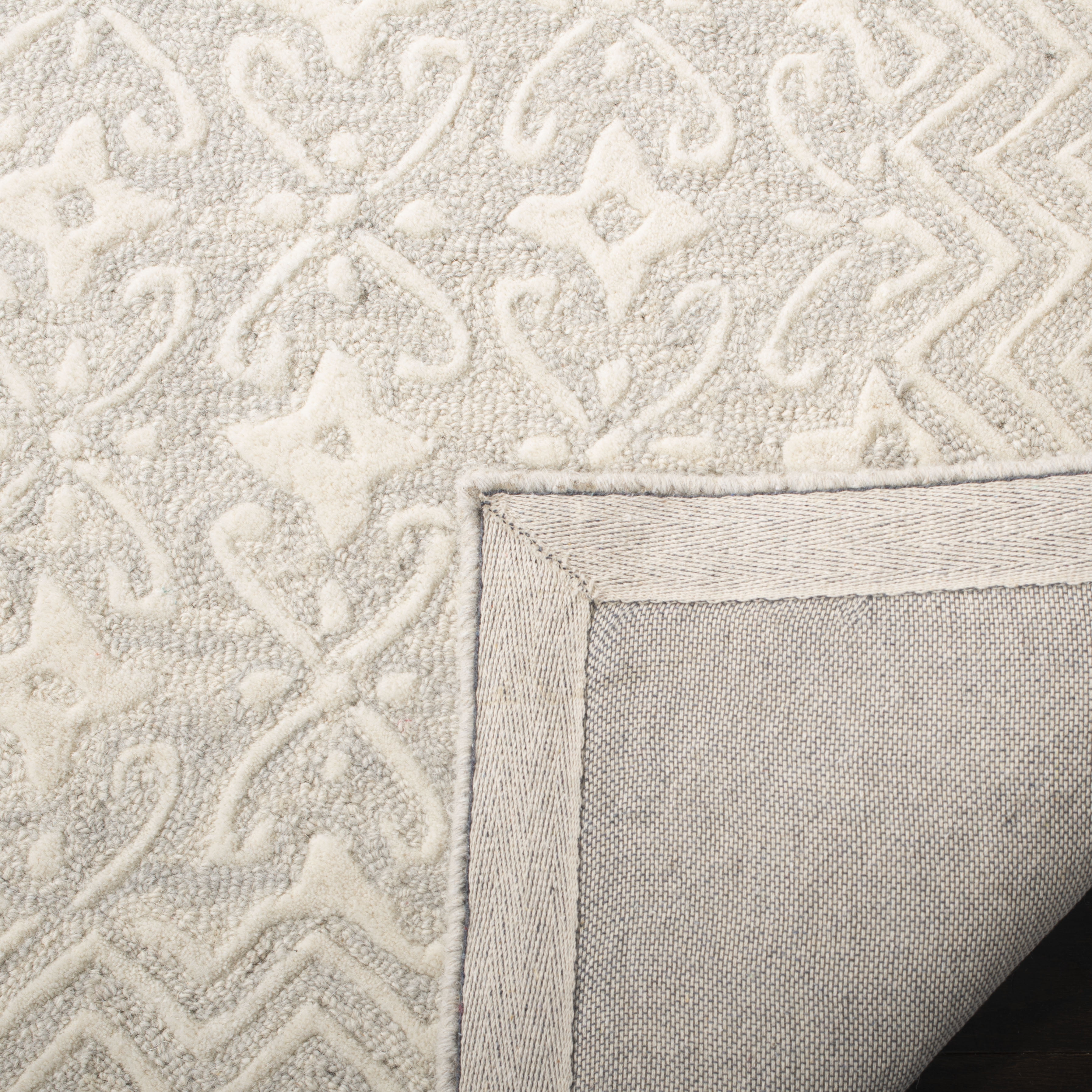 SAFAVIEH Blossom Azura Geometric Wool Area Rug, Grey/Ivory, 5' x 8'