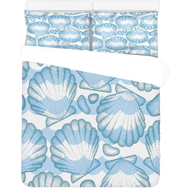 Juego de ropa de cama ABPHQTO 3 piezas Funda nórdica Saeshell Twin Size con 2 fundas de almohada