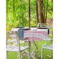 thumbnail image 4 of Outdoor Tablecloth with Umbrella Hole and Zipper Stripes Round Outdoor Tablecloths 60 Inch Waterproof Outside Table Cloths Pink Line Patio Table Cloth Cover for Outdoor Tables Picnic Garden Party, 4 of 5