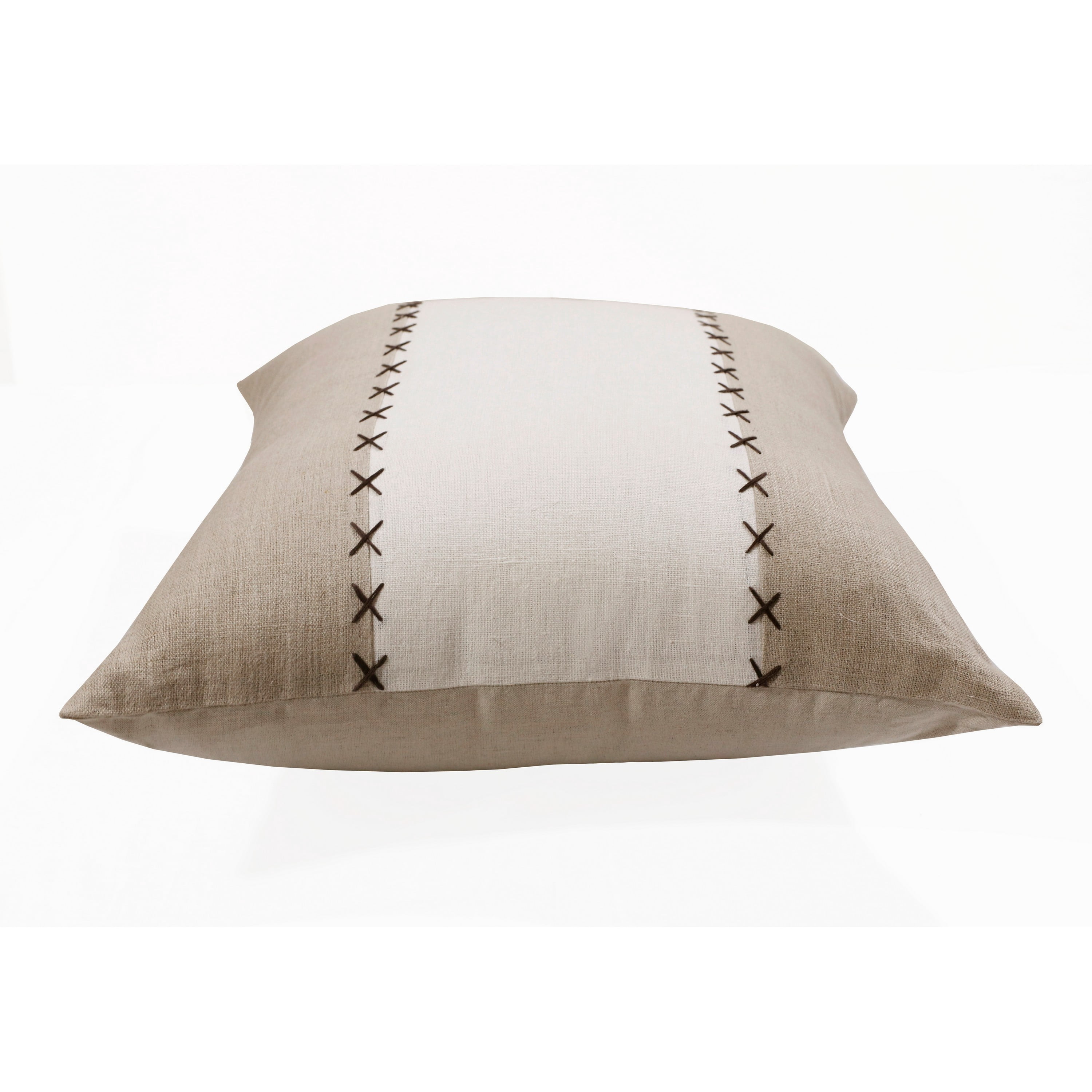 Harlow Hill Faye 20" x 20" Brown/Ivory Striped Linen Adult Decorative Throw Pillow Cover