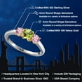 thumbnail image 2 of Gem Stone King 925 Silver and 10K Yellow Gold Green Peridot and Pink Lab Grown Diamond Engagement Ring for Women | 1.05 Cttw | Round 5MM | Gemstone August Birthstone | Size 9, 2 of 6