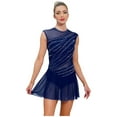 thumbnail image 3 of iiniim Women Flowy Tulle Skirted Leotard Contemporary Lyrical Dance Dress Ballet Dancewear Navy Blue M, 3 of 7