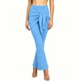 thumbnail image 4 of Lmueinov Bell Bottom Pants for Women Elastic Waist Tie Front Flare Pants Solid Color Slim Fit Trousers Fashion Casual Wrap Waist Pants for Vacation Everyday Wear, 4 of 7
