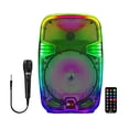 thumbnail image 1 of Open Box - QFX 8" Translucent Portable Party Speaker With Rechargeable Battery and Wired Microphone, 1 of 4