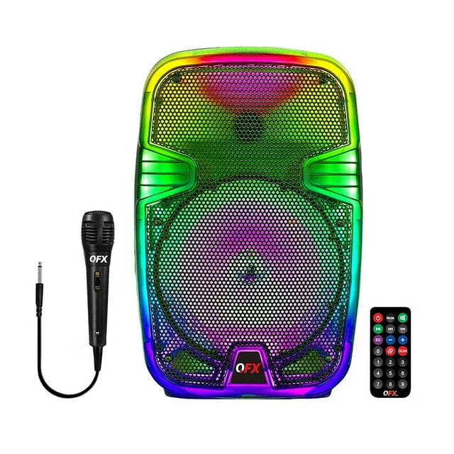 Open Box - QFX 8" Translucent Portable Party Speaker With Rechargeable Battery and Wired Microphone
