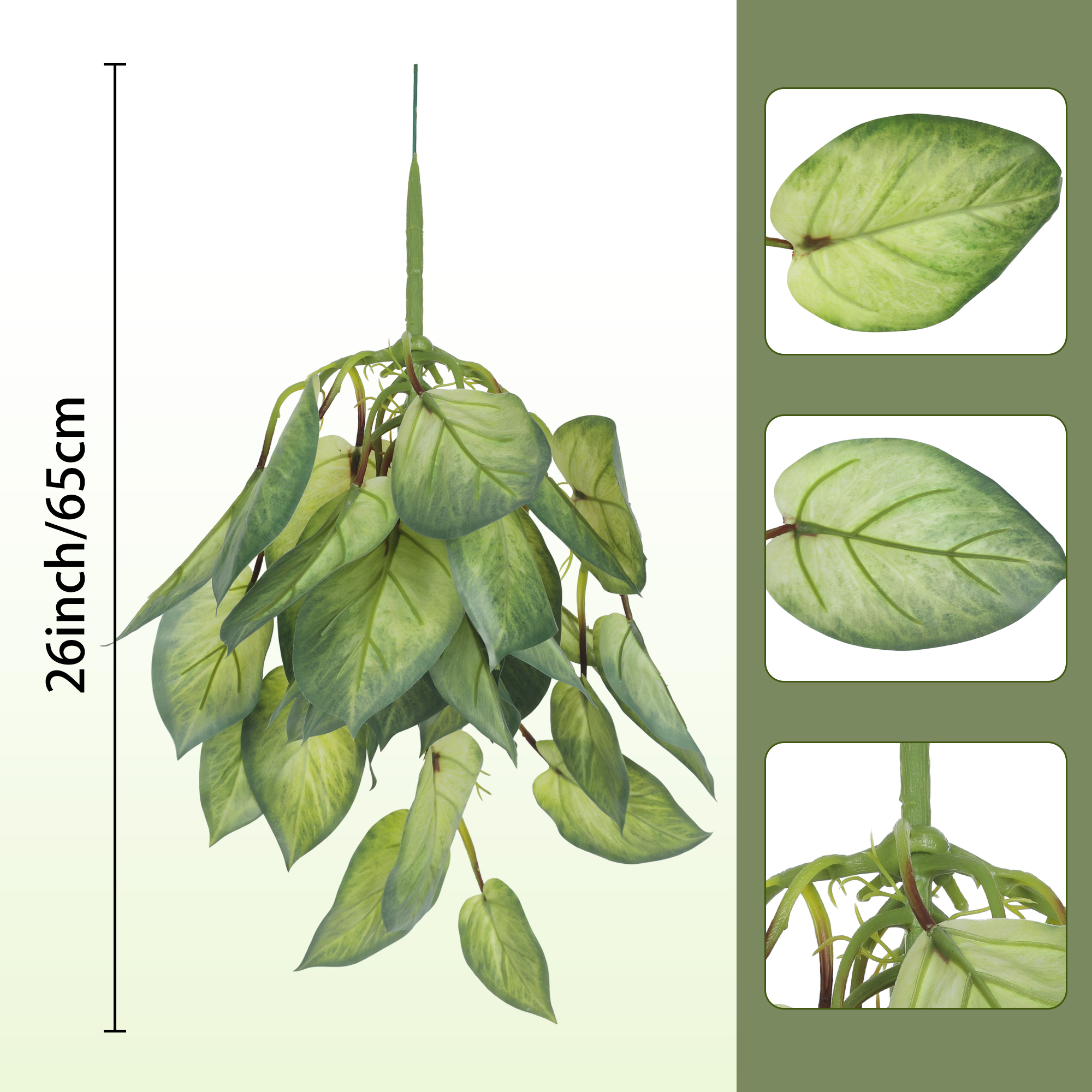 Unique Bargains Artificial Stems Leaves Fake Greenery Plants Faux Leaf Decor Green Pothos